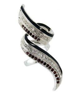 Black and White Red Diamonds Logo - NWT GUESS RING SILVER & BLACK TONE, WHITE & RED DIAMONDS SNAKE
