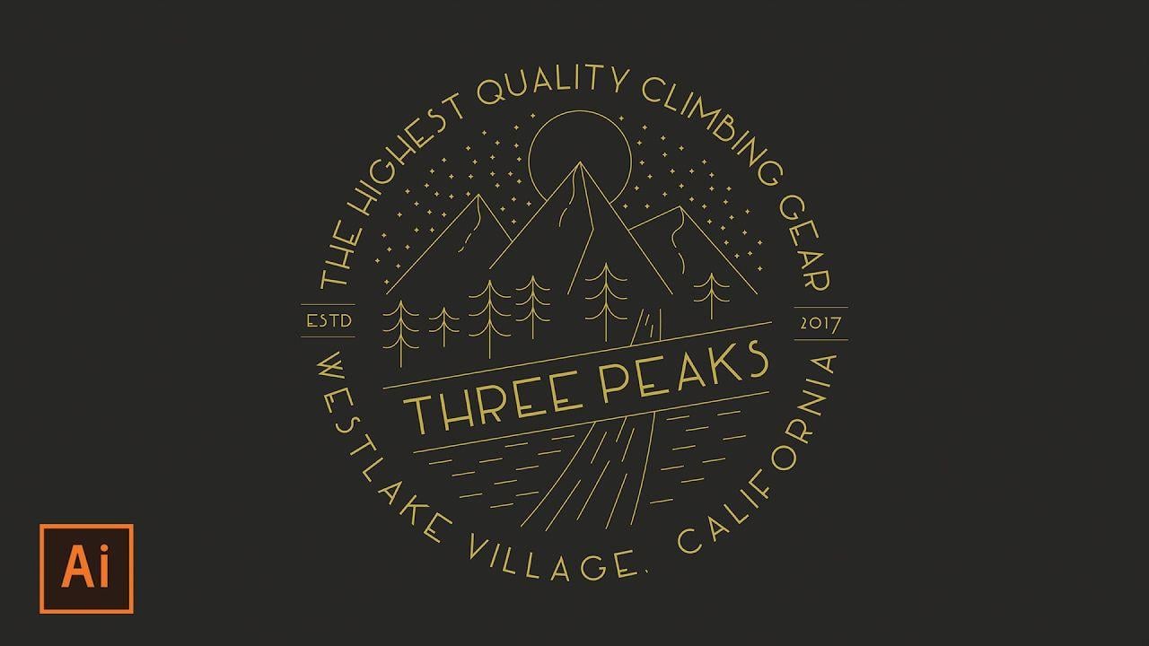 Line Mountain Logo - Illustrator Tutorial - Outdoors Mountain Line Weight Logo ...