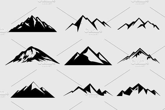 Line Mountain Logo - Mountain Shapes For Logos Vol 2 ~ Shapes for Graphic Design ...