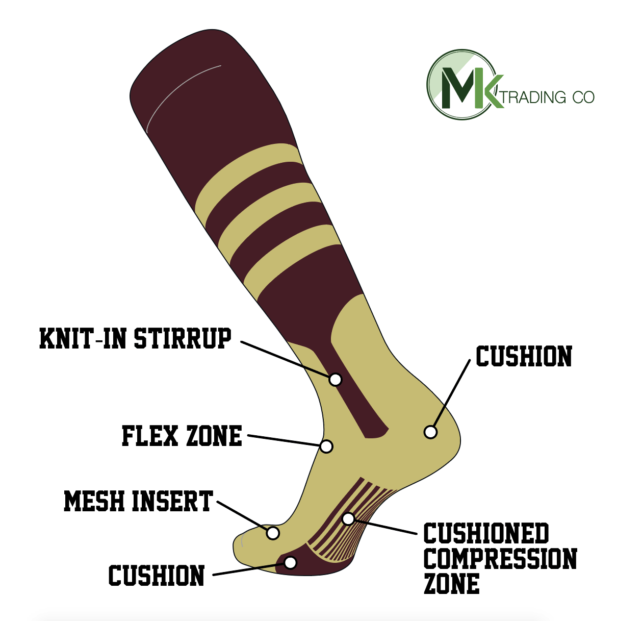 Maroon and Gold B Logo - TCK Elite Baseball Knee High Stirrup Socks (B, 7in) Maroon, Vegas ...