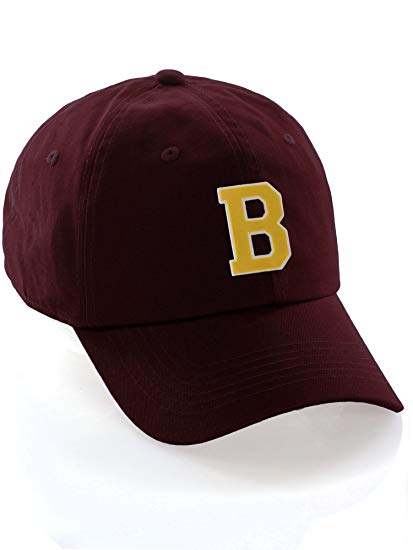 Maroon and Gold B Logo - Custom Dad Hat A-Z Initial Letters Classic Baseball Cap - Burgundy ...