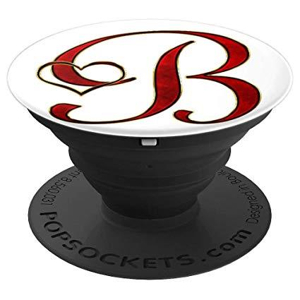 Maroon and Gold B Logo - PopSockets Grip B Initial Gold Heart Monogram Capital