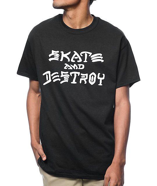 Thrasher Skate and Destroy Logo - Thrasher Skate And Destroy Black T Shirt