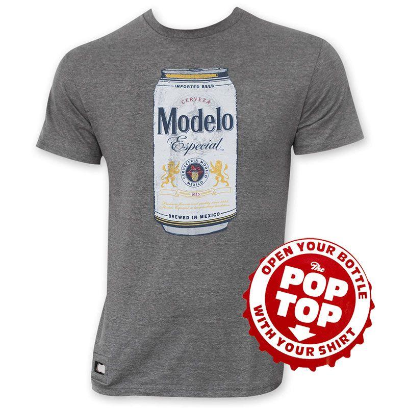 Modelo Beer Logo - Modelo Especial Men's Grey Can Logo Pop Top T Shirt