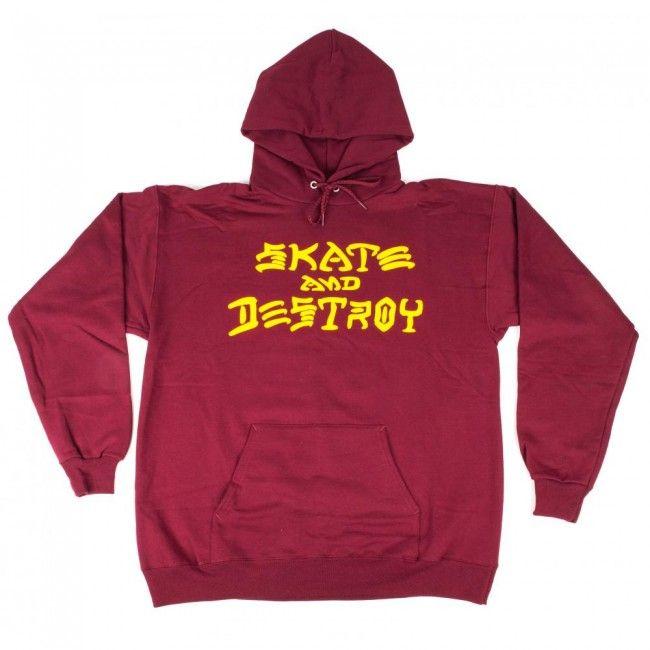 Thrasher Skate and Destroy Logo - Thrasher Skate and Destroy Logo Hoodie - Maroon - Aylesbury Skateboards