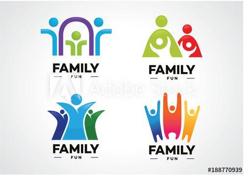 Family Fun Logo - Family Fun Logo Set Template Design Vector, Emblem, Design Concept