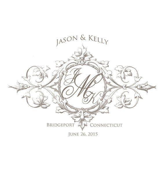 Custom Wedding Logo - Wedding Monogram Crest Custom Created In Your Wedding Color, Wedding