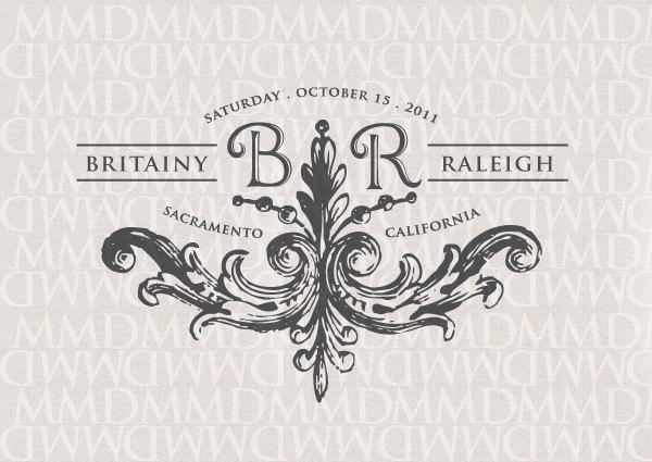 Custom Wedding Logo - Stately Flourish Custom Wedding Monogram Logo