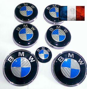 Blue BMW Logo - 7-Piece Carbon Blue BMW Logo Set: Bonnet (82 mm Diameter) + Boot (74 ...