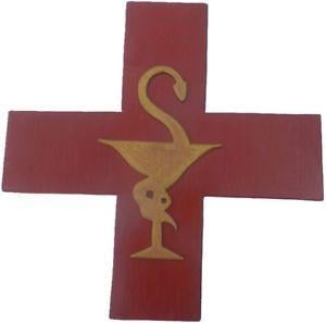 Red Cross and Snake Logo - RED CROSS Medical emblem Snake and Bowl Medicine Decor for