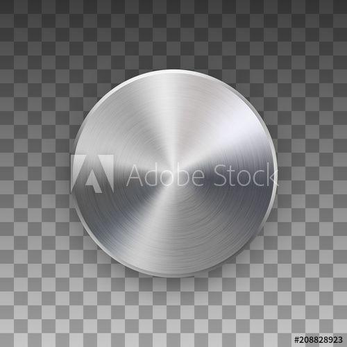 Metallic Circle Logo - Metal circle badge, blank button template with metallic texture ...