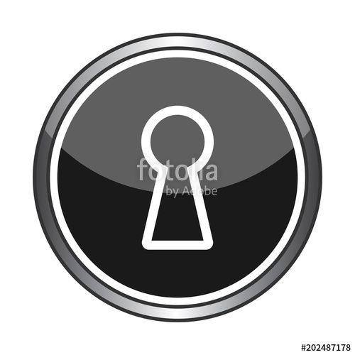 Metallic Circle Logo - Stylised, circular, metallic keyhole icon. Isolated on white