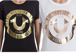 Metallic Circle Logo - True Religion Women's Circle Horseshoe Metallic Foil Logo Tee T ...