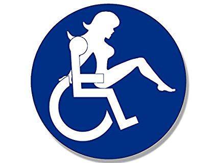 Wheelchair Logo - Amazon.com: American Vinyl Round Blue Wheelchair Logo w Sexy Girl ...