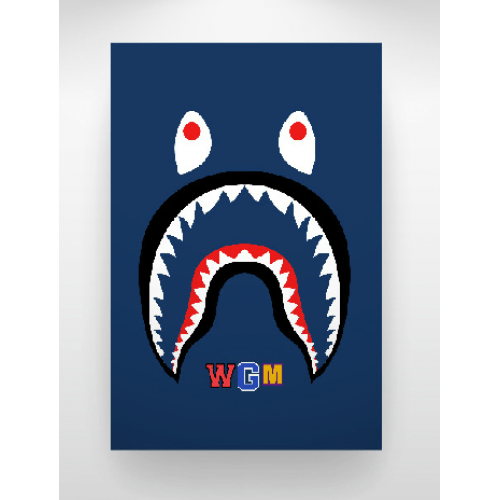 Bathing Ape BAPE Logo - A Bathing Ape Bape Shark WGM Face Canvas Art Print (Blue)