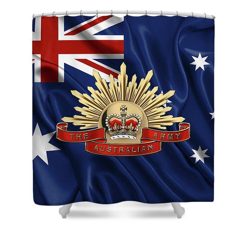 Australian Army Logo - Australian Army Emblem Over Australian Flag Shower Curtain