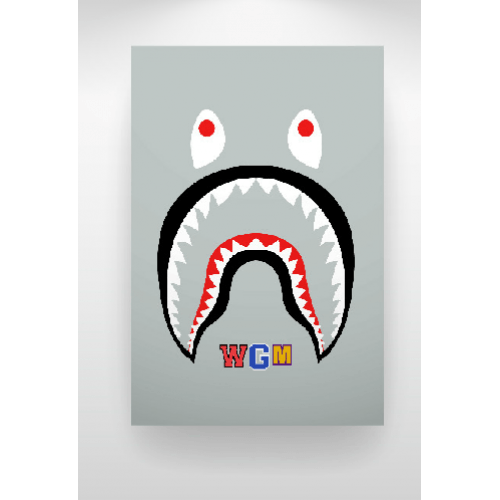 Bathing Ape BAPE Logo - A Bathing Ape Bape Shark WGM Face Backpack Art Print (Gray)