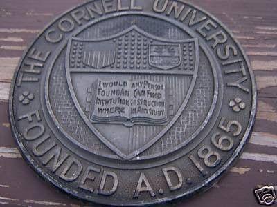 Cornell University Logo - Vintage CORNELL UNIVERSITY 5 BRASS LOGO PLAQUE RARE!!!