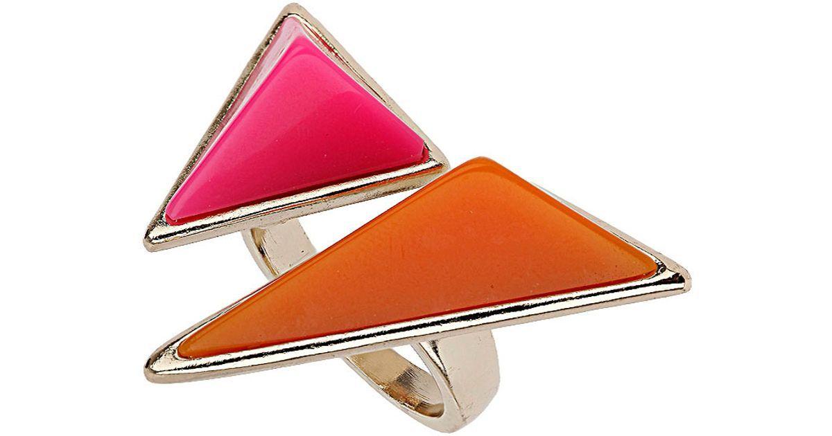 Two Orange Triangle Logo - Lyst - Topshop Pink Two Triangle Ring