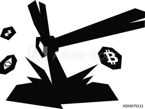 Bitcoin Mining Logo - Mining logo, bitcoin mining. Metal pickax extracting crypto currency ...