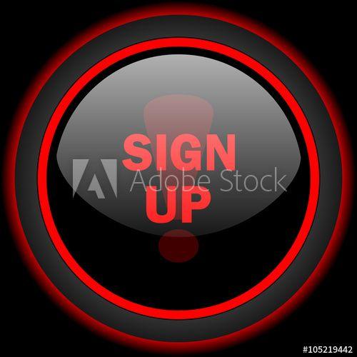 Red and White Internet Logo - sign up black and red glossy internet icon on black background