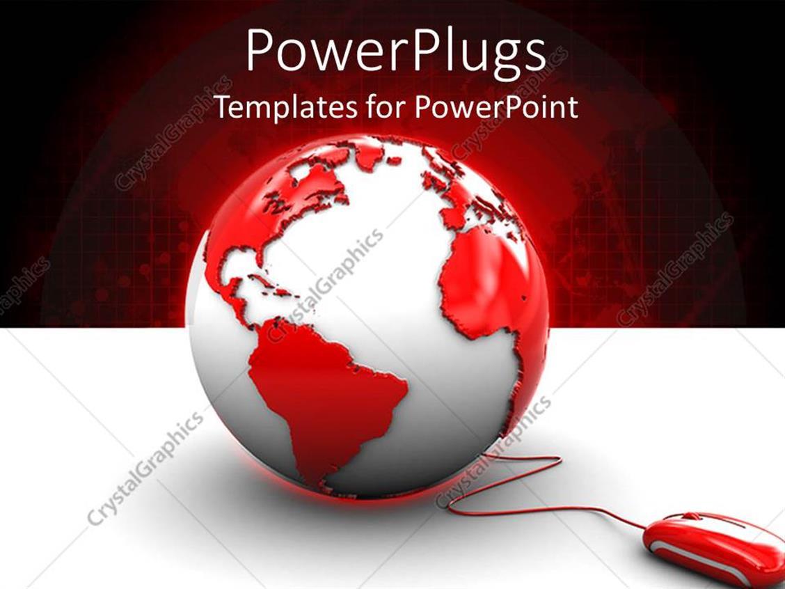 Red and White Internet Logo - PowerPoint Template: Internet metaphor with red and white globe ...