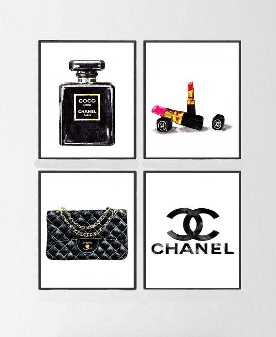 Chanel Bottle Logo - 4 Set: Chanel Noir perfume Chanel lipstick Chanel logo Chanel | Etsy