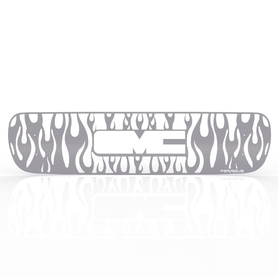 Flame GMC Logo - Grille Insert Guard Vertical Flame Brushed Stainless Fits: 1999 2002