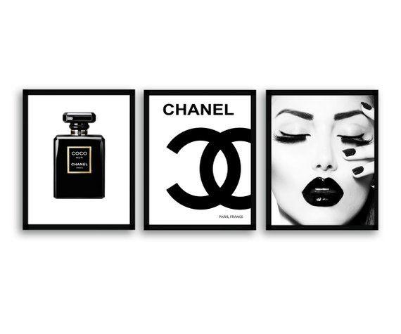 Chanel Bottle Logo - Chanel Black Perfume Bottle Print Chanel Logo Coco Noir