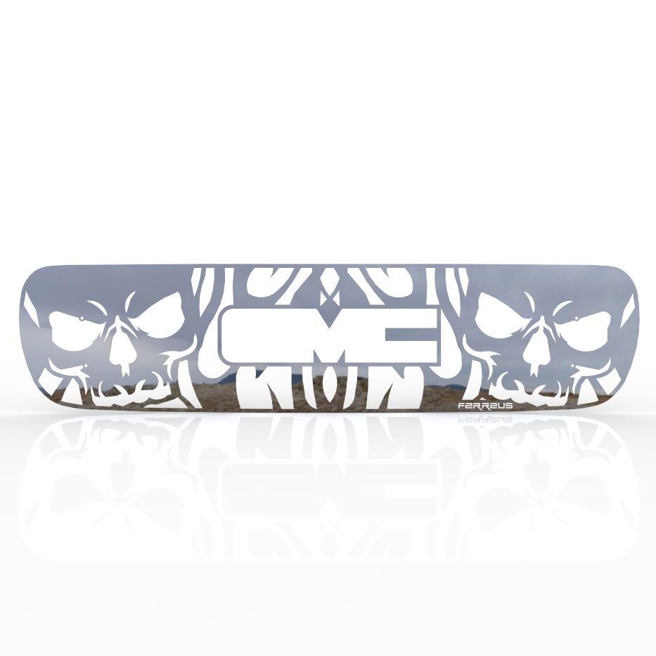 Flame GMC Logo - Grille Insert Guard Skull Flame Polished Stainless Fits: 1999 2002