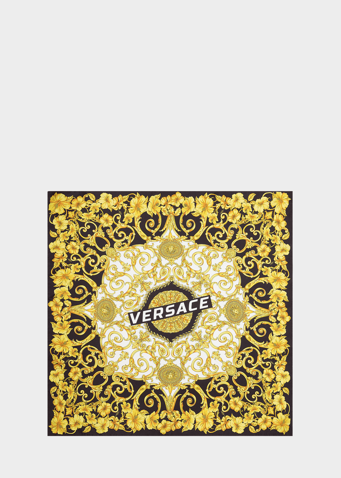 Versace Gold Logo - Versace Gold Hibiscus print logo scarf for Men. Online Store EU