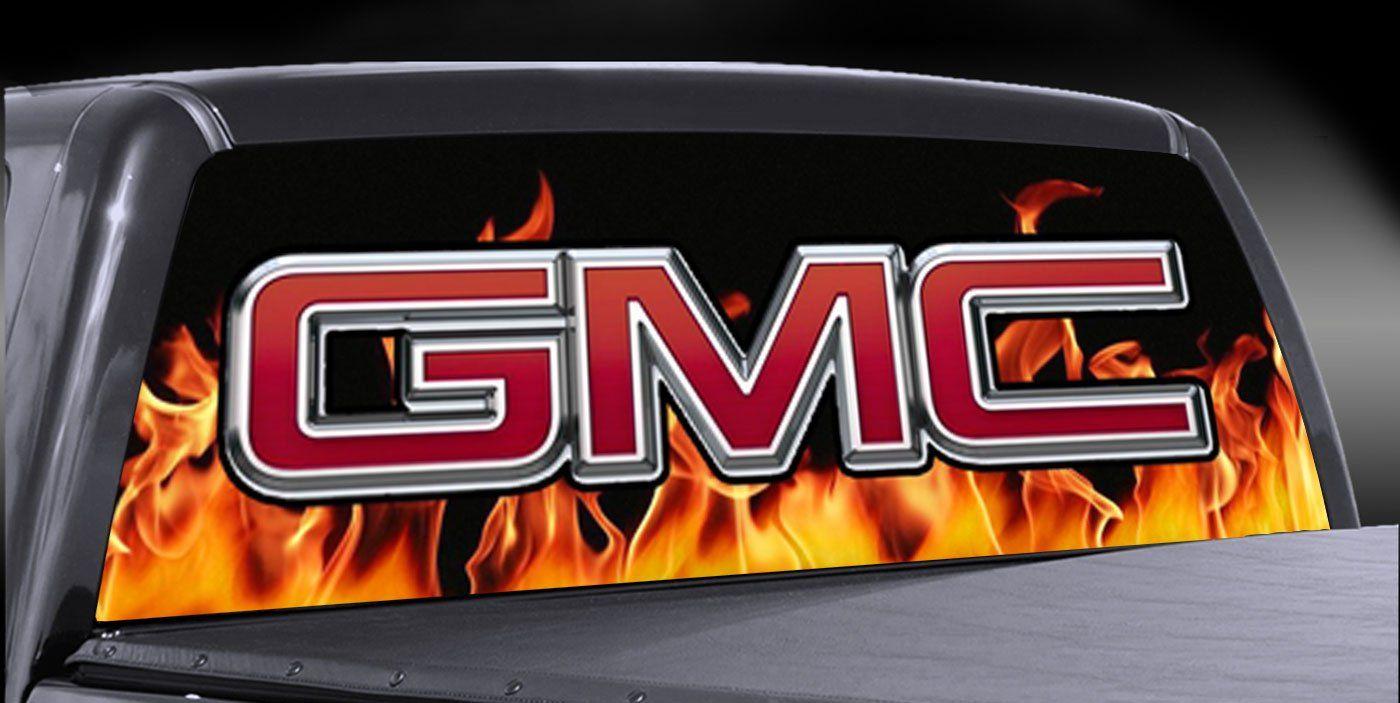 Flame GMC Logo - VuScapes SZD GMC FLAME Rear Window Truck Graphic