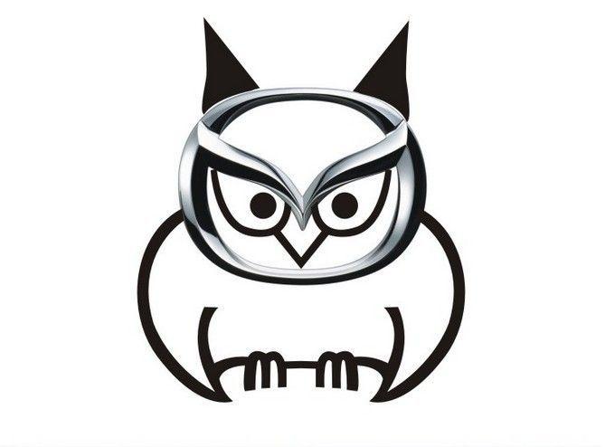 Funny Mazda Logo - Mazda Owl logo | Mazda logo | Owl logo, Logos, Owl