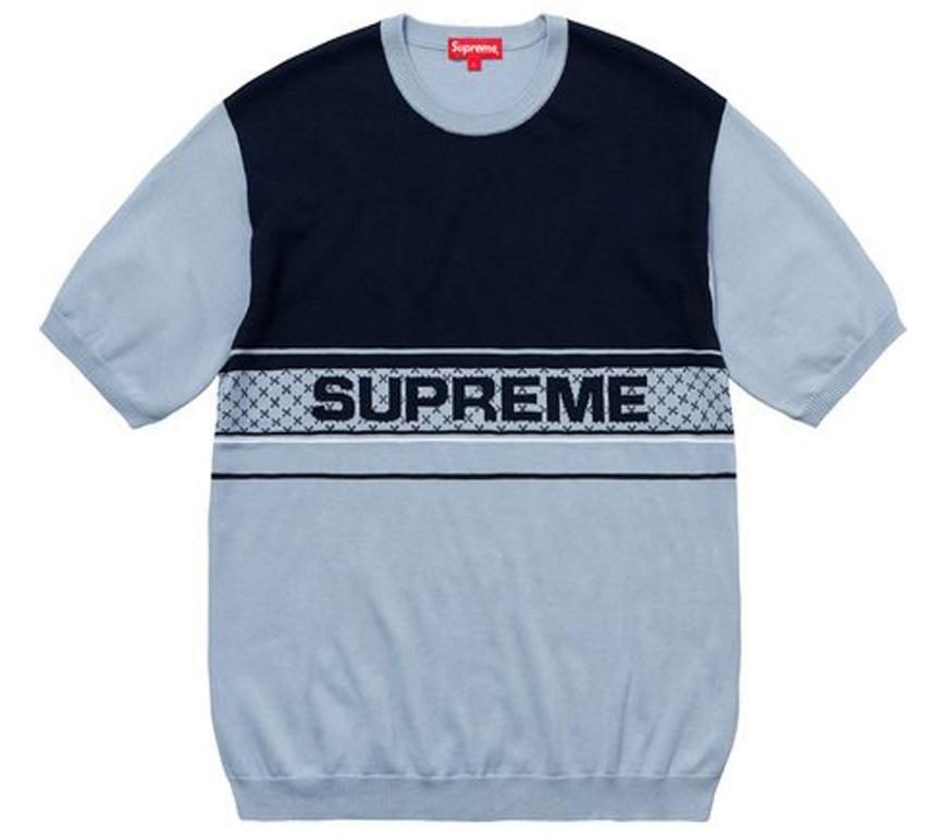Light Blue Supreme Logo - Supreme Chest Logo S/S Knit Top- Light Blue – Streetwear Official