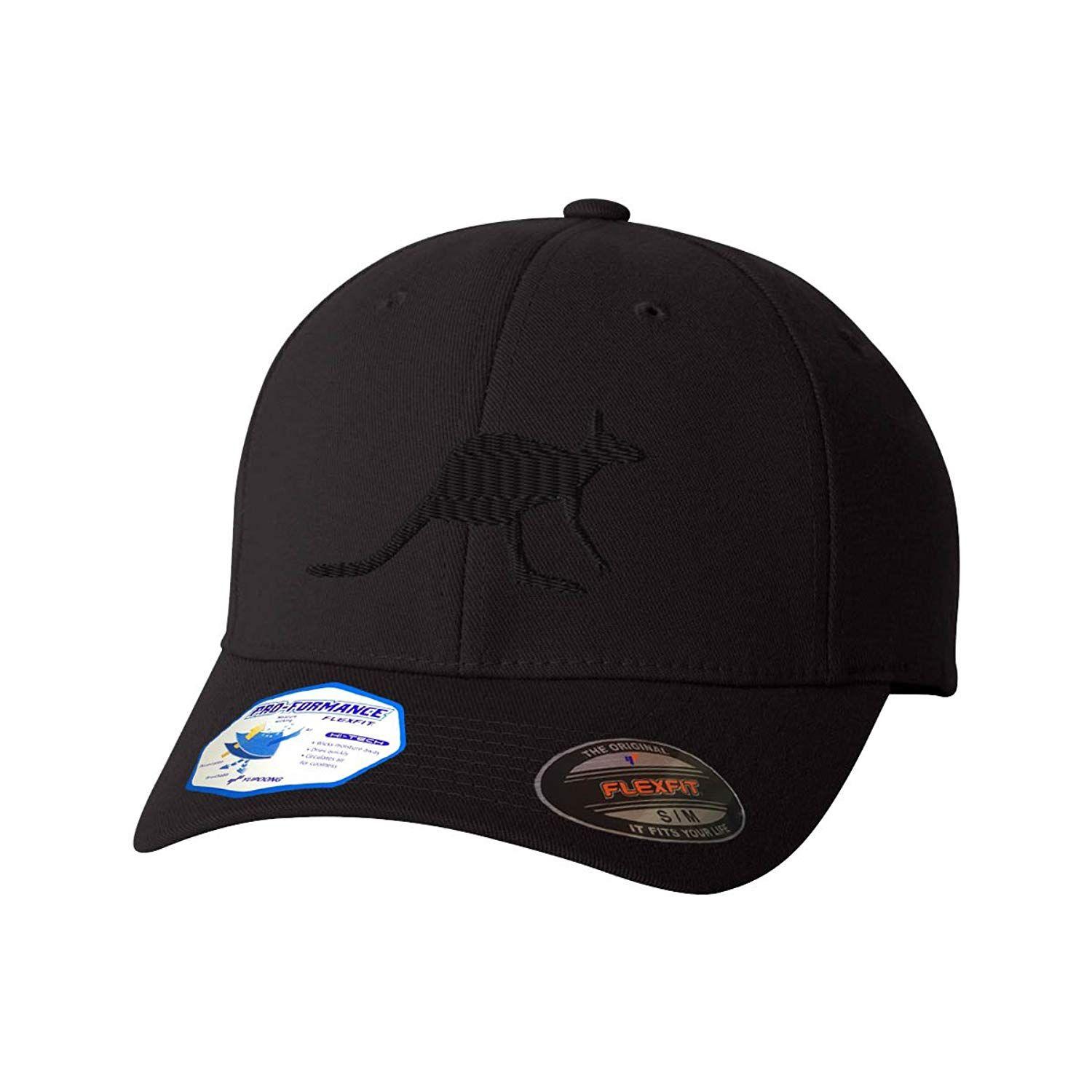 Hats with Kangaroo Logo - Kangaroo Flexfit Pro Formance Embroidered Cap Hat: Clothing