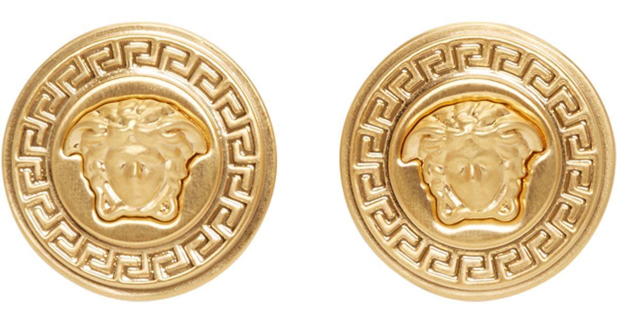Versace Gold Logo - Versace Gold Medusa Medallion Earrings in Metallic
