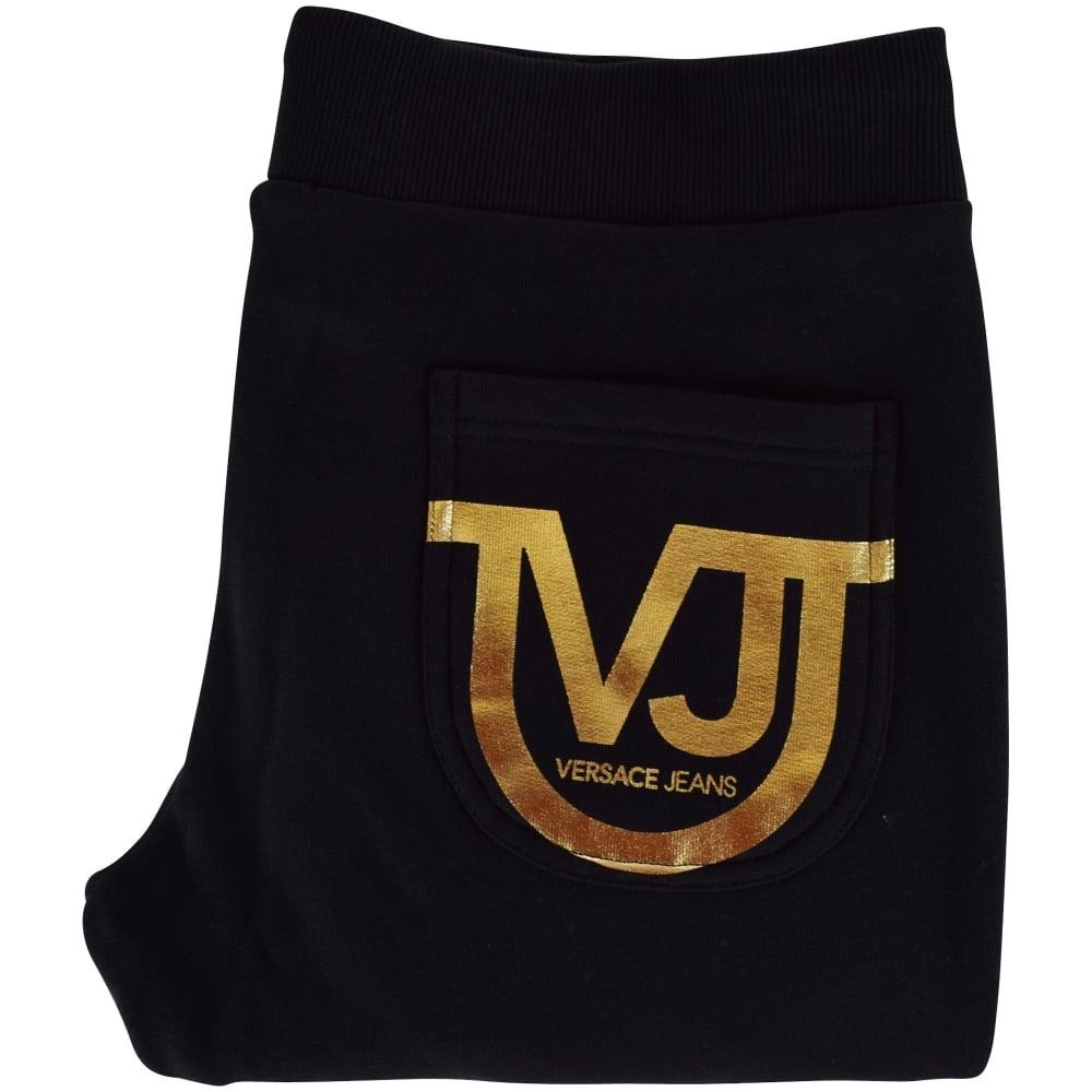 Versace Gold Logo - VERSACE JEANS Versace Jeans Black & Gold Logo Pocket Joggers - Men ...