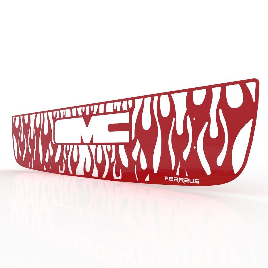 Flame GMC Logo - Grille Insert Guard Vertical Flame Red Fits: 03 06 GMC Sierra