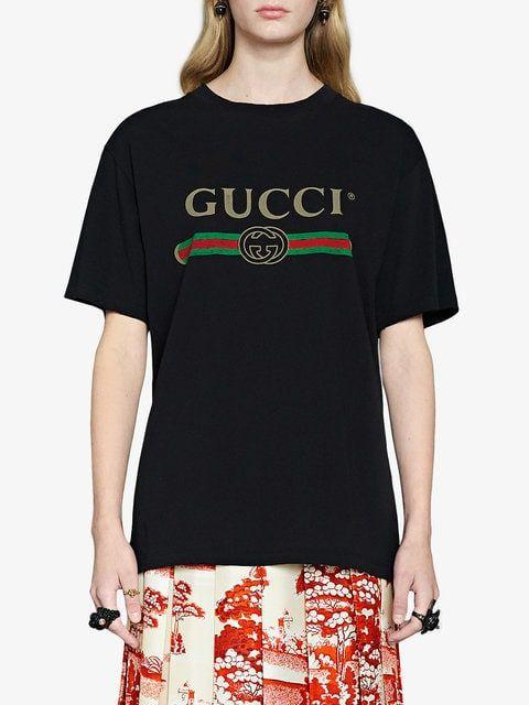 Fake Gucci Logo - Gucci Fake logo cotton T shirt $590 - Buy Online SS19 - Quick ...