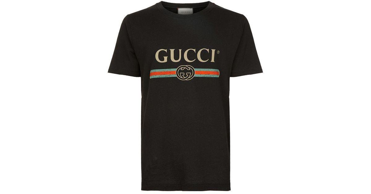 Fake Gucci Logo - Gucci Fake Logo T Shirt In Black For Men
