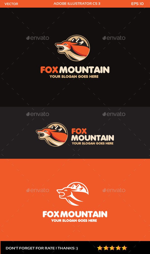 Fox Mountain Logo - Fox and Mountain Logo