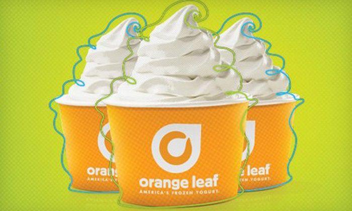 Orange Leaf America Frozen Logo - $5 for Self-Serve Frozen Yogurt in Spring - Orange Leaf Frozen ...