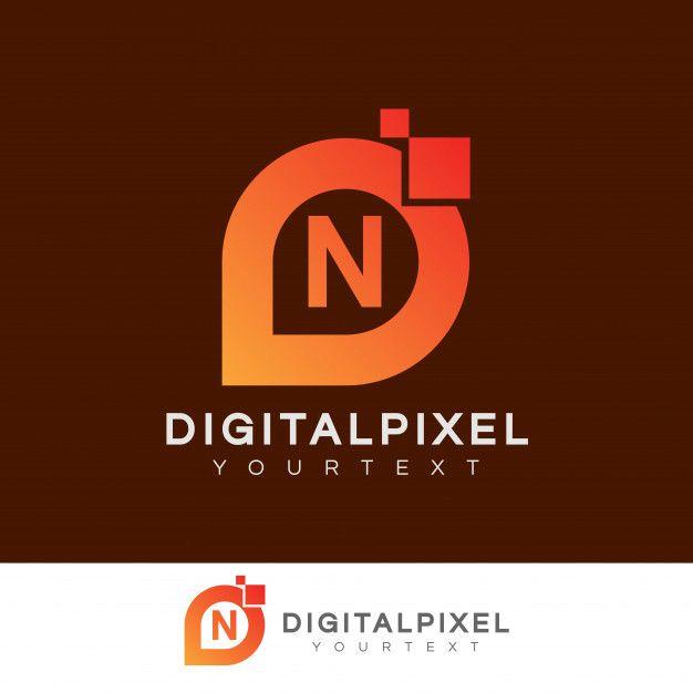 Brown Letter N Logo - Digital pixel initial letter n logo design Vector | Premium Download