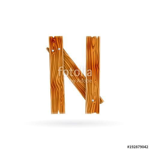 Brown Letter N Logo - Letter N logo. Rough wooden plank icon. Isolated vector rustic