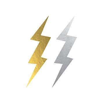 Lightning Bolt Restaurant Logo - Amazon.com : Metallic Lightning Bolts Temporary Tattoo - 8648 : Beauty