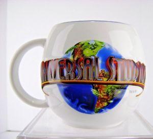 Universal Globe Logo - Universal Studios Barrel Shape Cup Mug 3D Globe Logo White Blue