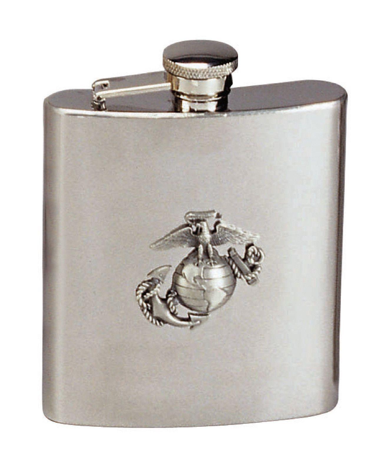 Marine Globe Logo - Stainless Steel Marine Corps Flask Logo Globe & Anchor