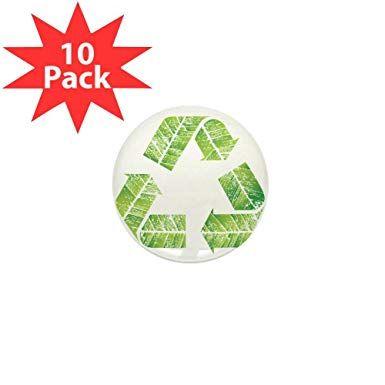 Mini Recycle Logo - Mini Button (10 Pack) Recycle Symbol in Leaves: Clothing