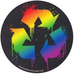Mini Recycle Logo - Splatter Recycle Rainbow Full Color Round Mini Sticker