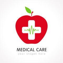 Apple Plus Logo - Medical company colored apple plus logo. Medical pharmacy white ...